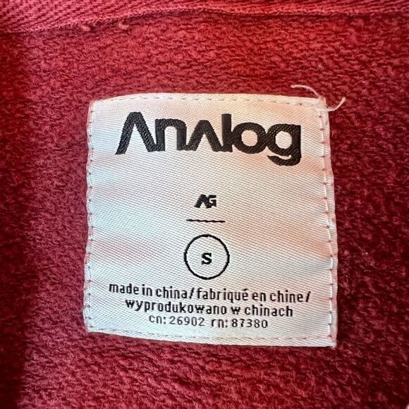 Analog Men's Burgundy Analogo ZHD Cotton Blend Full Zip Hoodies Size Small‎ - Picture 3 of 7